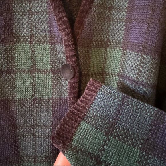 Pendleton Women's Green Plaid V-Neck Long Sleeve Wool Cardigan Sweater Sz M - Picture 8 of 11